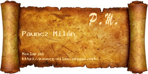 Pauncz Milán névjegykártya